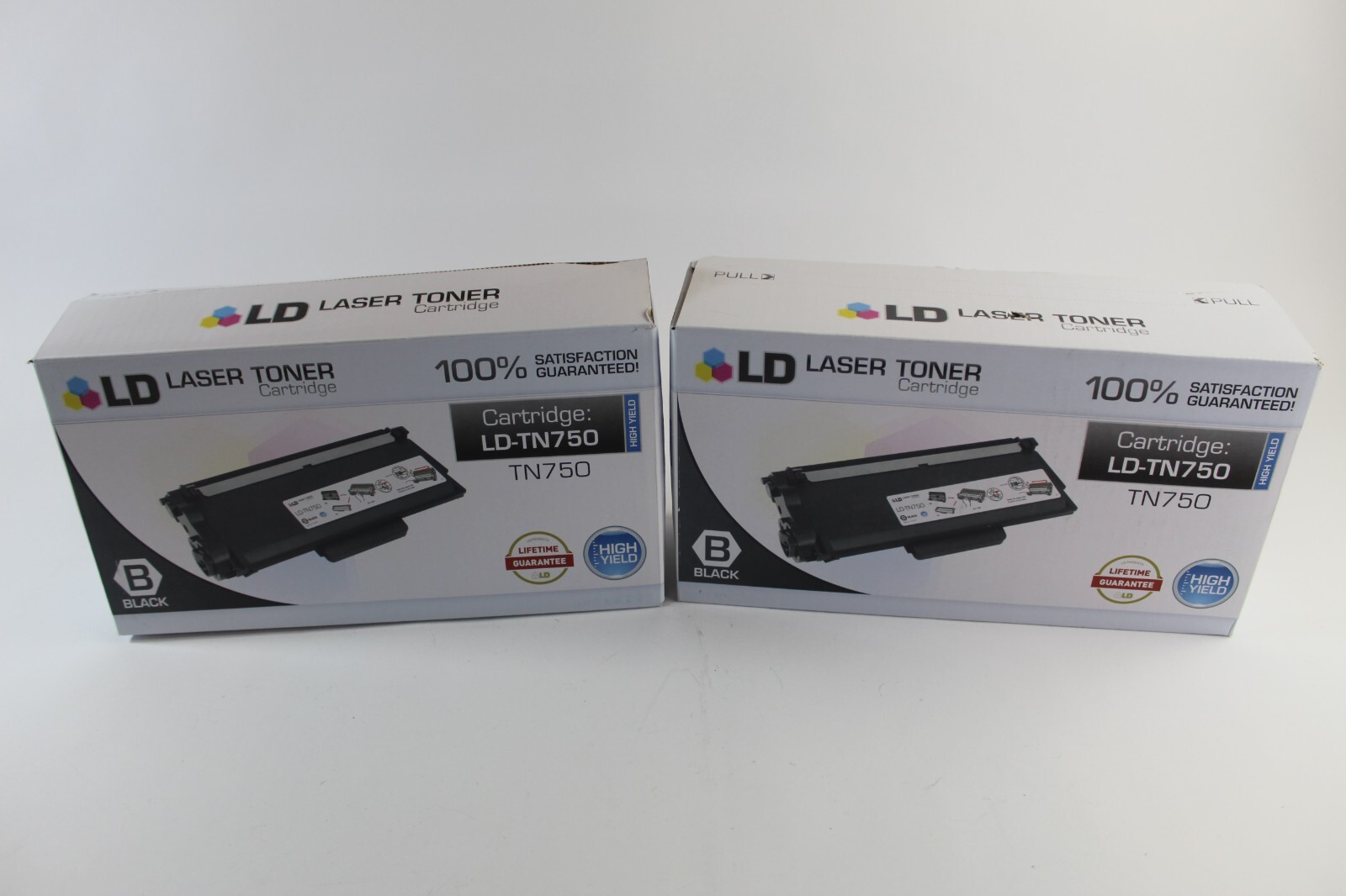 Lot of 2 LD TN750 Black Laser HY Toner Cartridge for Brother DCP-8110-8155-8510