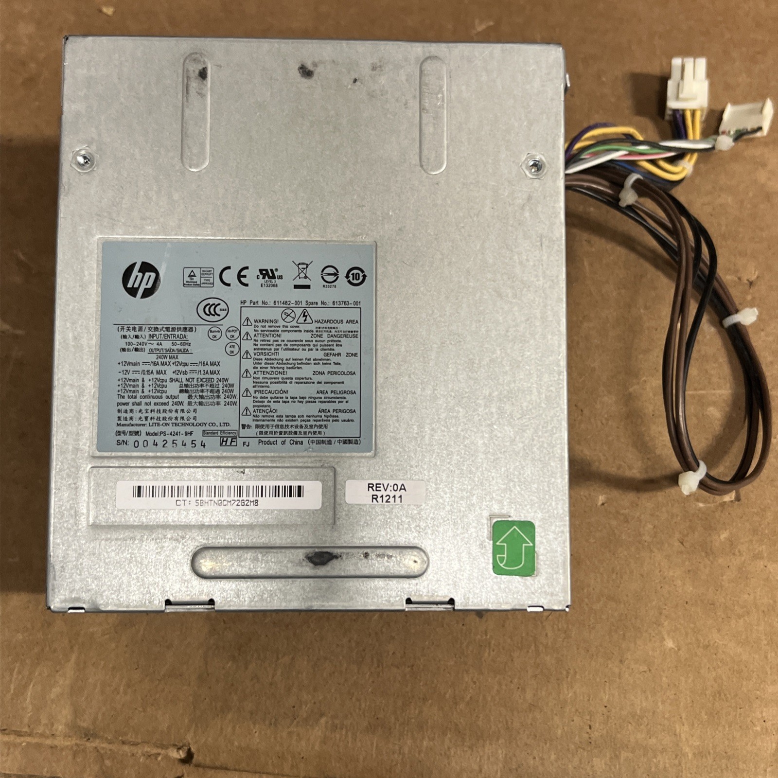 HP 240W Power Supply PS-4241-9HF HP P/N 611482-001 HP P/N 613763-001 