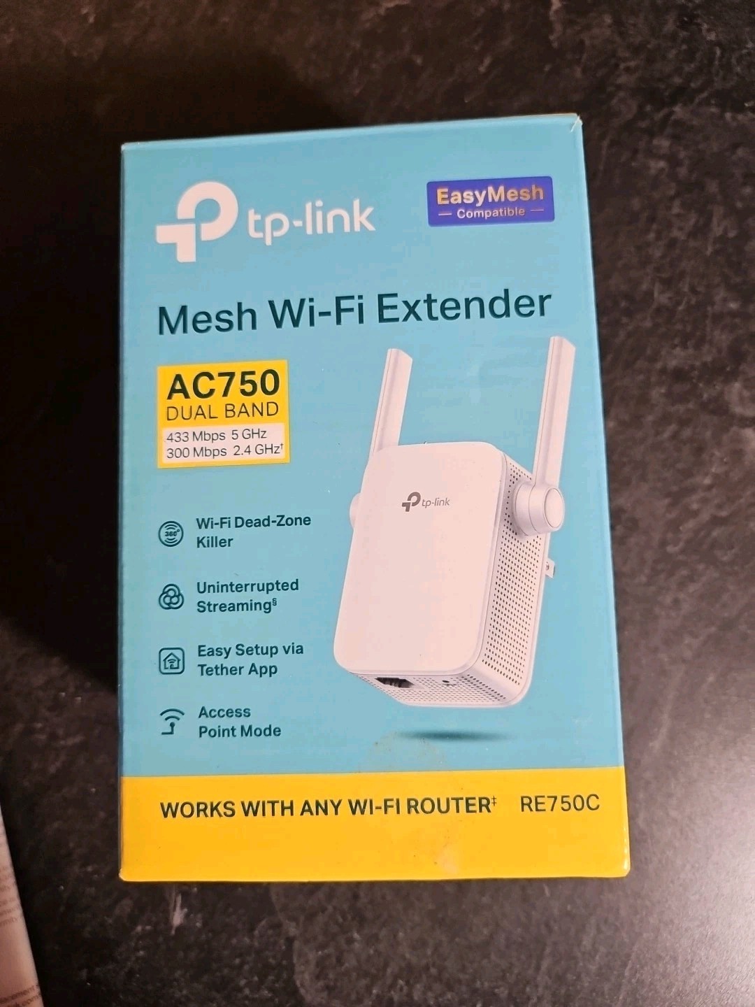 TP-Link RE750C AC750 Dual Band Mesh Wi-Fi Range Extender OPEN BOX