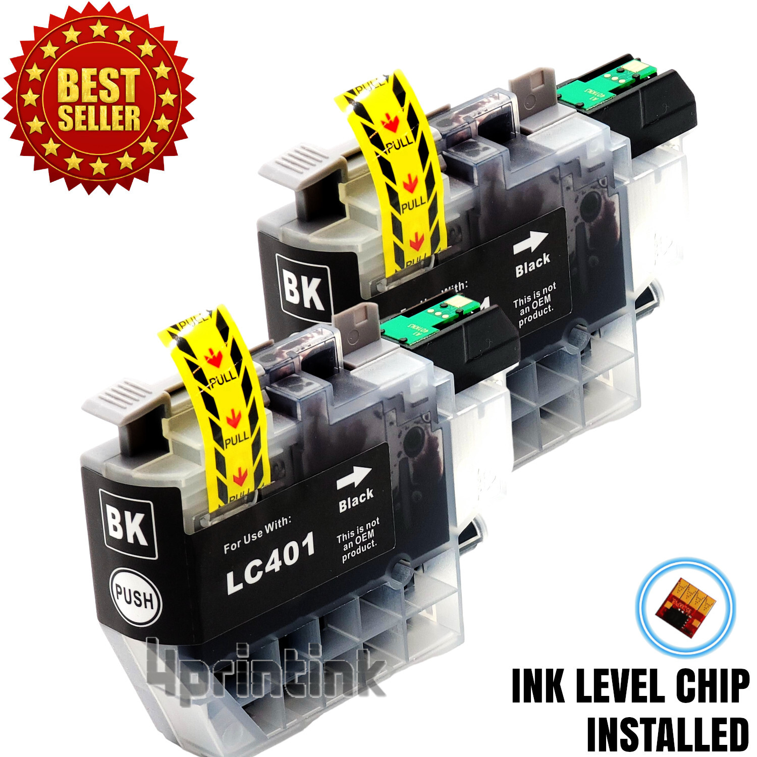 2pk LC401 Black Ink Cartridges for Bro MFC-J1010DW MFC-J1012DW MFC-J1170DW