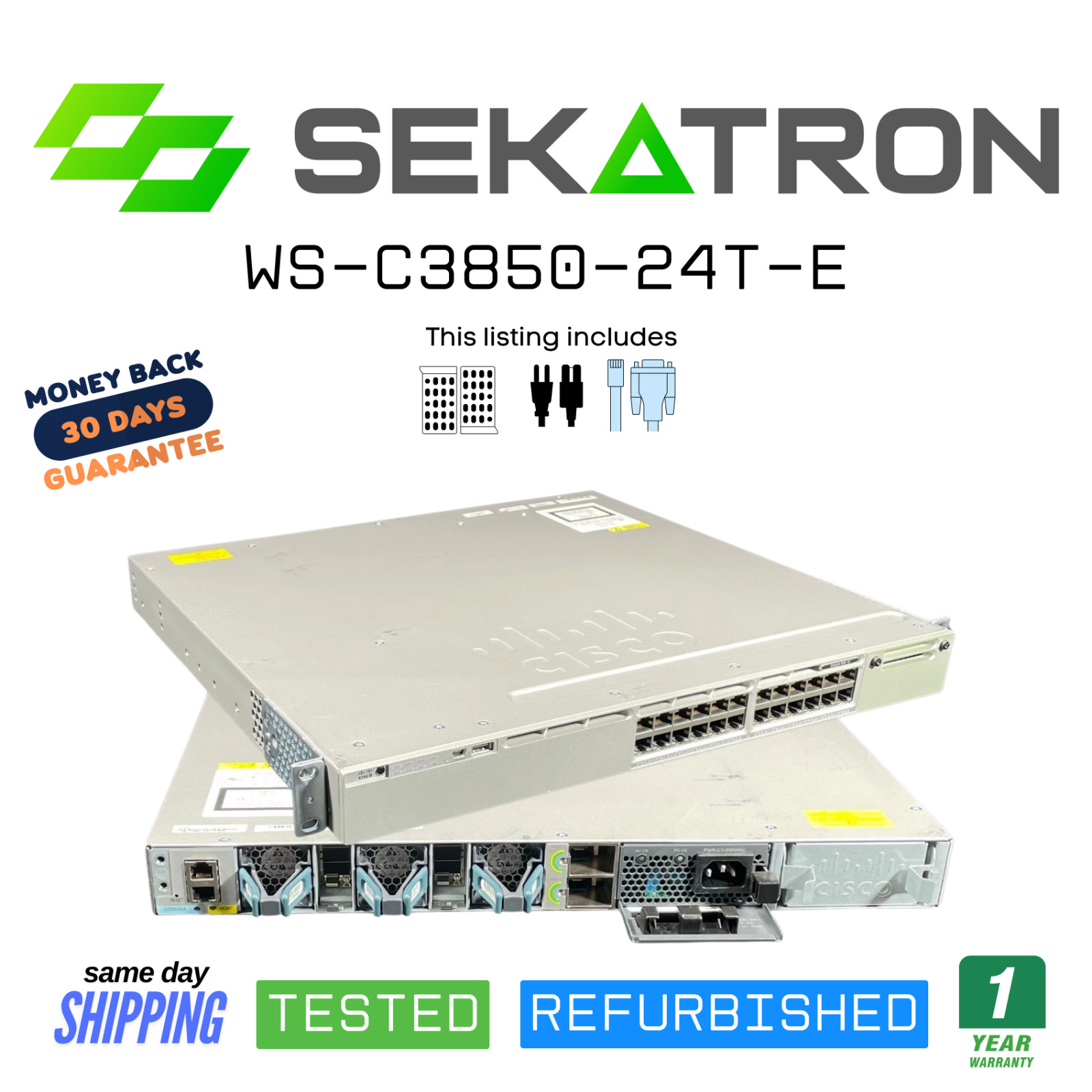 🔀 Cisco Catalyst WS-C3850-24T-E • 24-Port Gigabit IP Services •⚡Fast Shipping