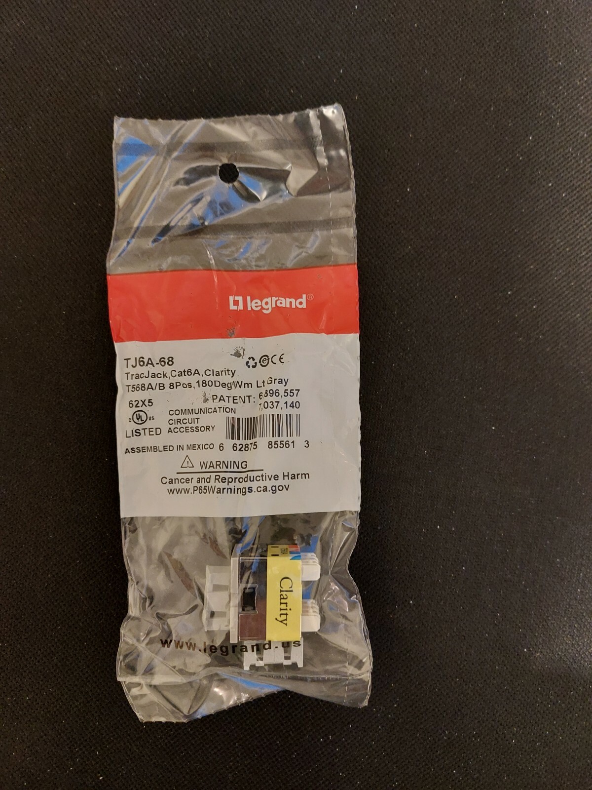 LEGRAND Ortronics TJ6A-68 TracJack Cat6A LT GRAY Clarity NEW SEALED