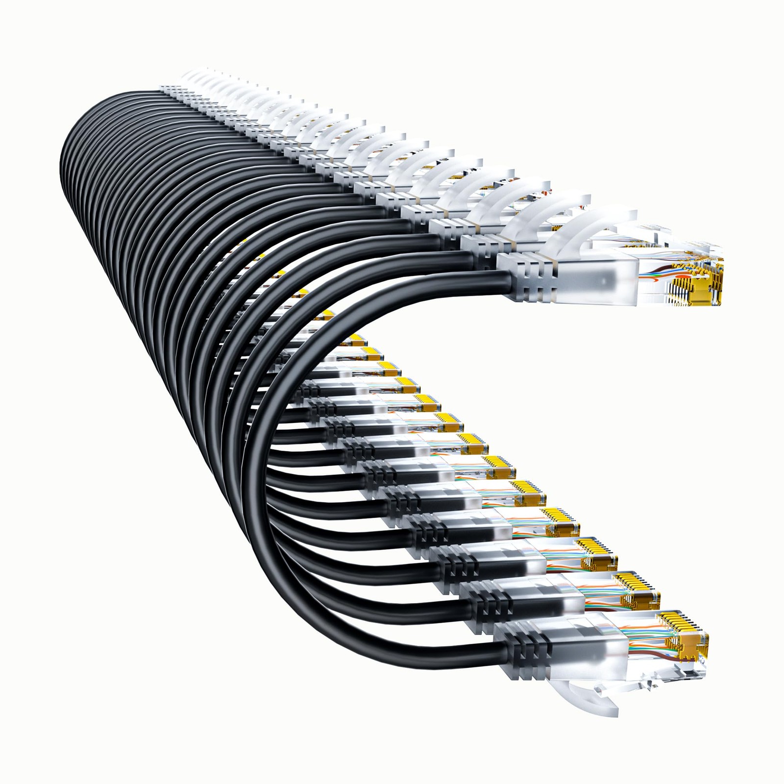 10Gsupxsel Cat6a Patch Cables 0.5ft (24 Pack) Slim, Cat6 0.5FT, Black 