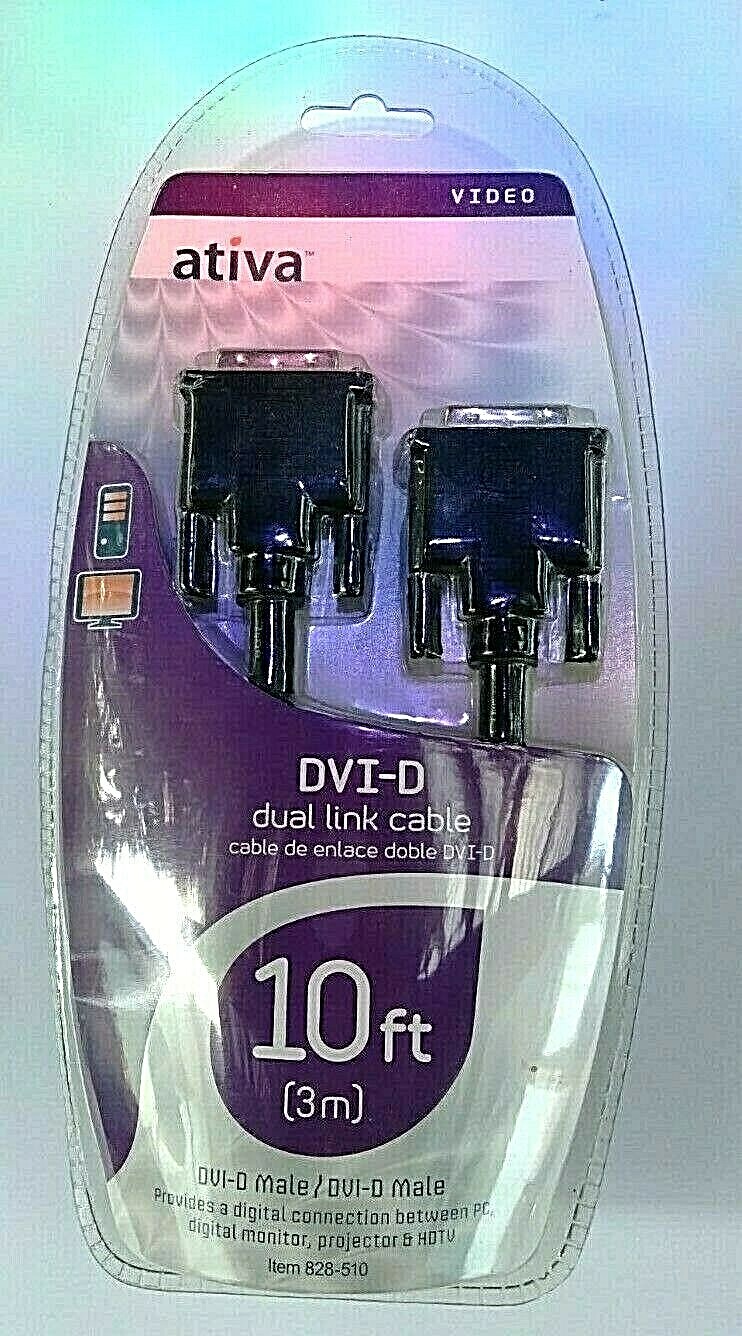 ATIVA DVI-D DUAL LINK CABLE 10ft. DVI-D MALE/DVI-D MALE 