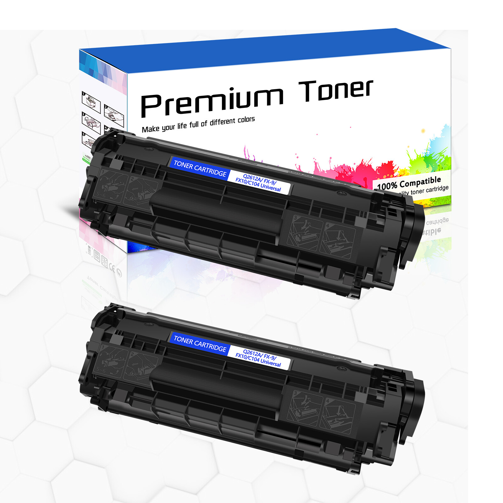 2PK High Yield Q2612A 12A Toner Cartridge for HP LaserJet 1022 1022n 3015 3020