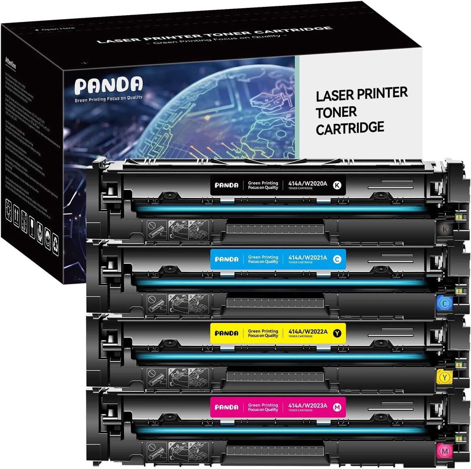 4x 414A Compatible Toner Cartridges with CHIP for HP M454, M479, M455, M480