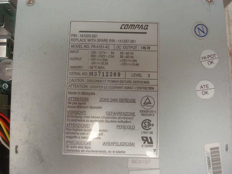 143347-001 compaq / hewlett packard / hp power supply