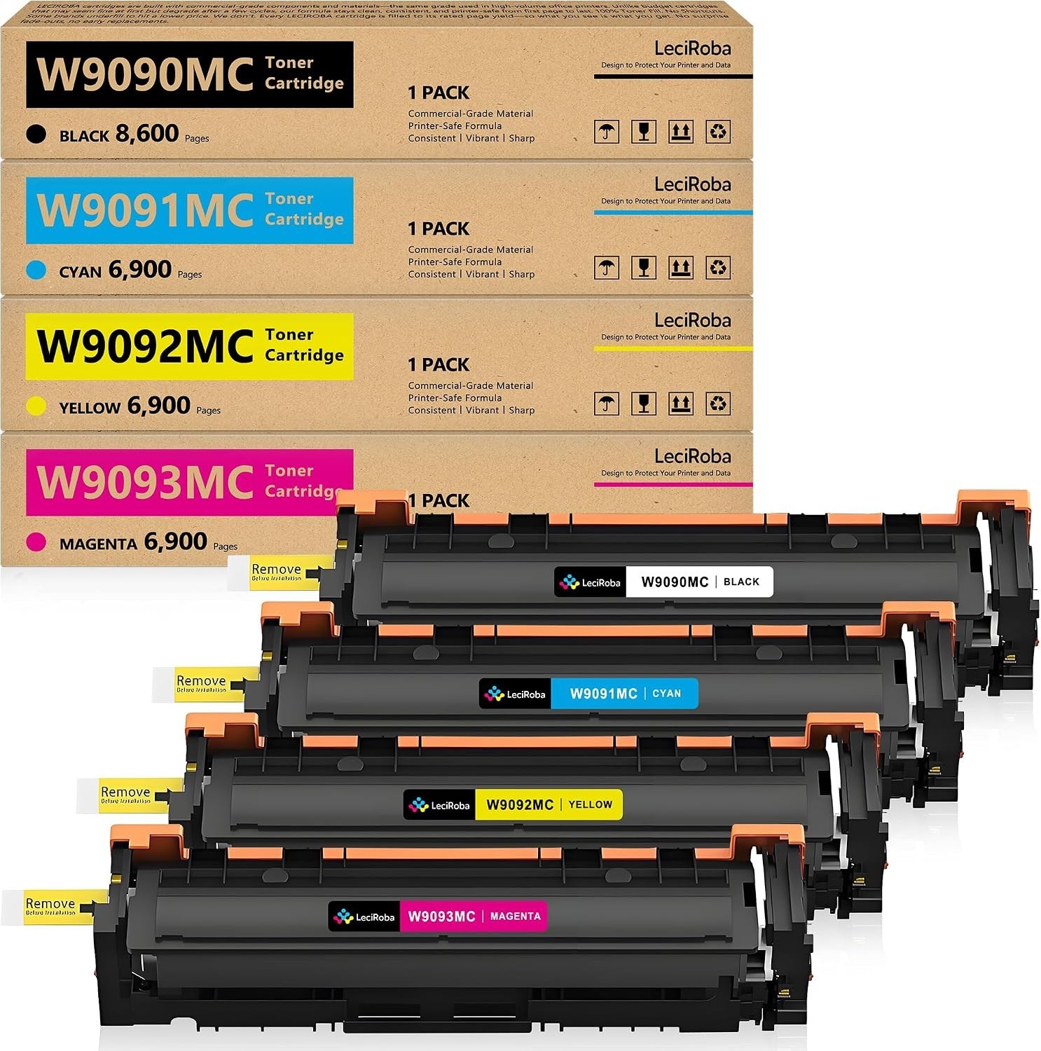 W9090MC Toner 4-Pack for HP Color Managed E45028 E45028dn E47528f CMYK