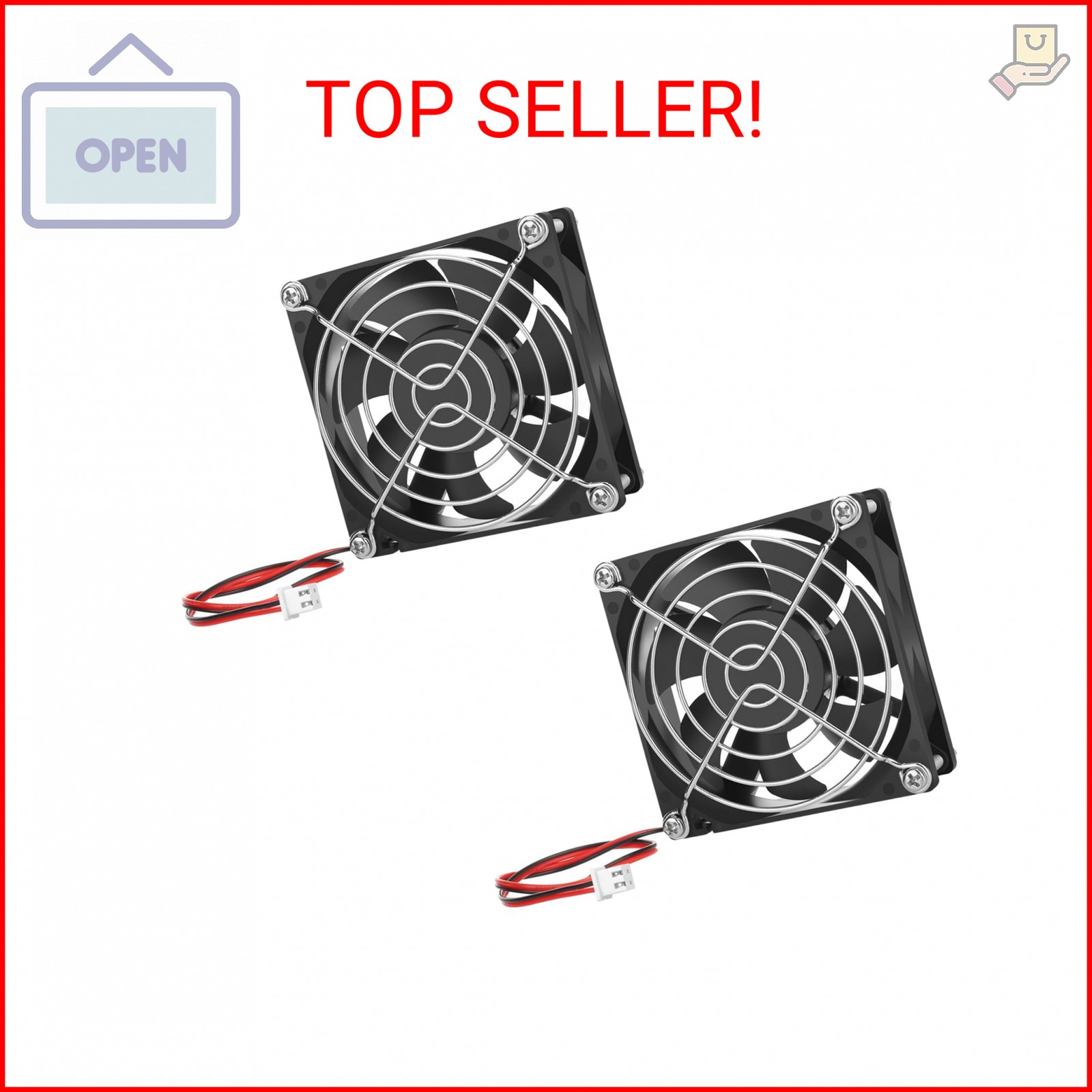 2-Pack 80mm x 25mm DC 12 Volt Fans 2-Pin Brushless Replacement Cooling Fan