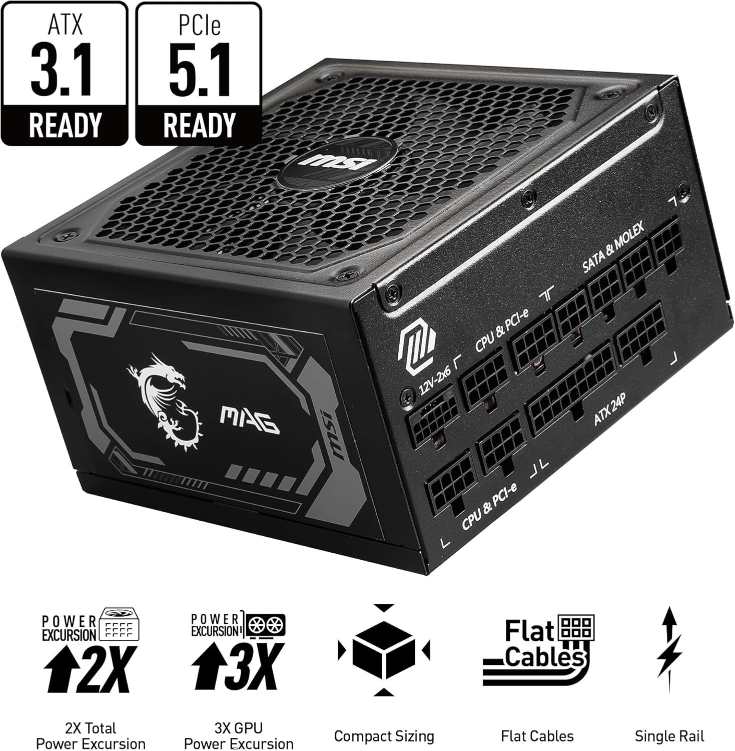 NEW MSI MAG A1000GL PCIE5, MPG A750GF, Fully Modular Compact Gaming 1000W Power