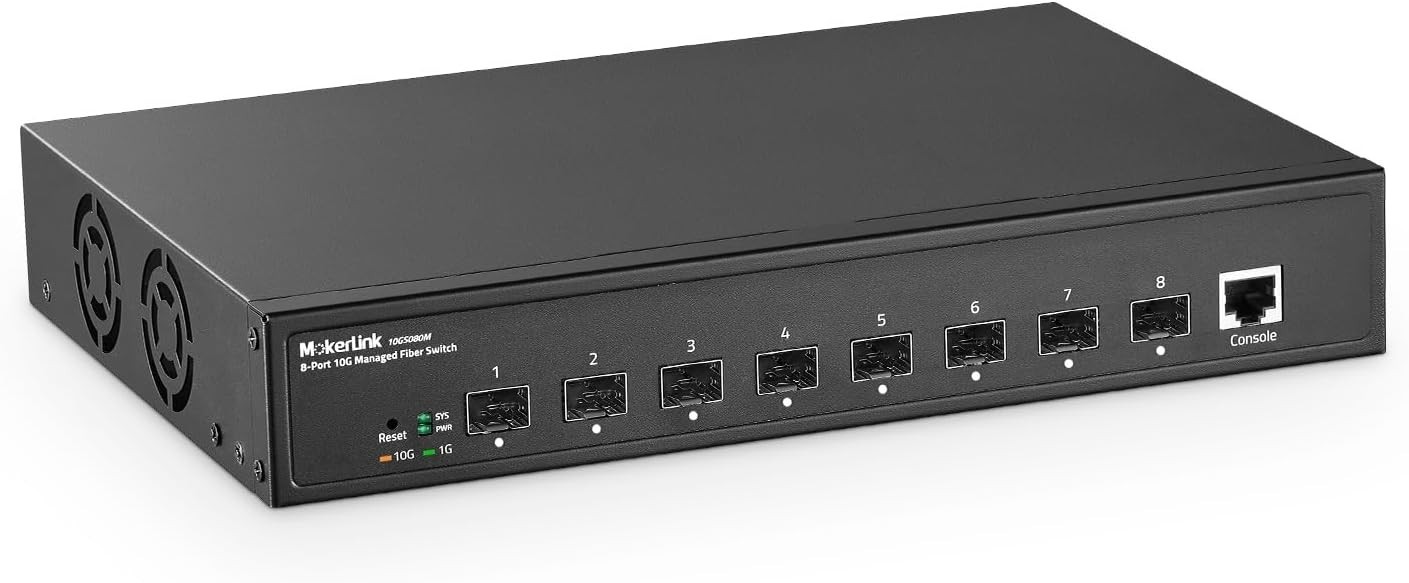 MokerLink 8 Port 10G SFP+ Managed Switch, SFP + Ports, L3 Web/CLI Managed, 160Gb