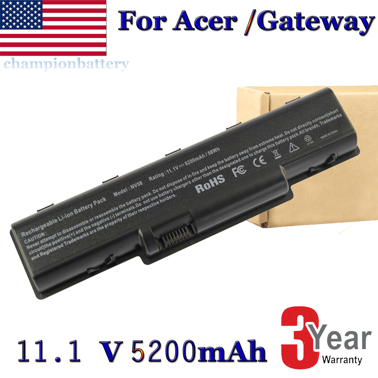 6 Cell Battery for Acer Aspire 5516 5517 5532 5334 5732z AS09A31 AS09A41 AS09A61