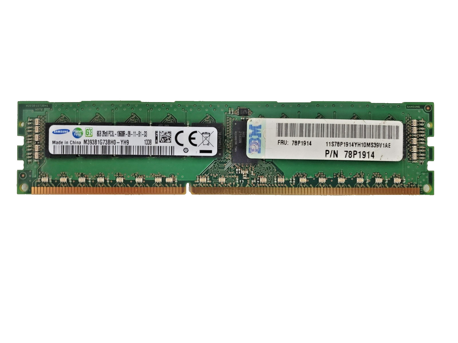 Samsung 8GB PC3L-10600R 2Rx8 DDR3L-1333 ECC RDIMM Server Memory M393B1G73BH0-YH9