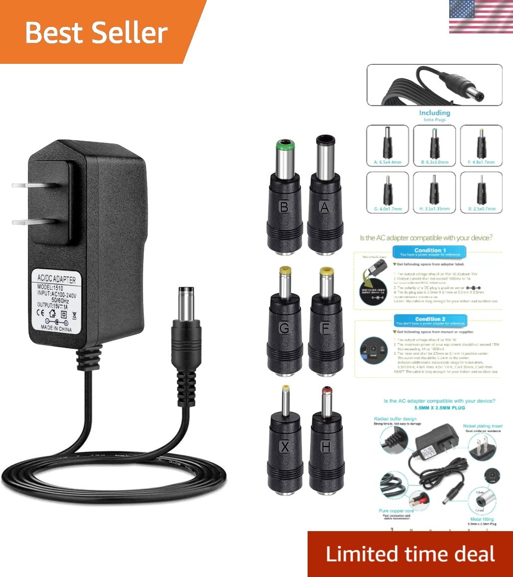 DC 15V 1A Adapter Charger Charging Cable Cord for Peak 450A 500A 600A 800A 10...
