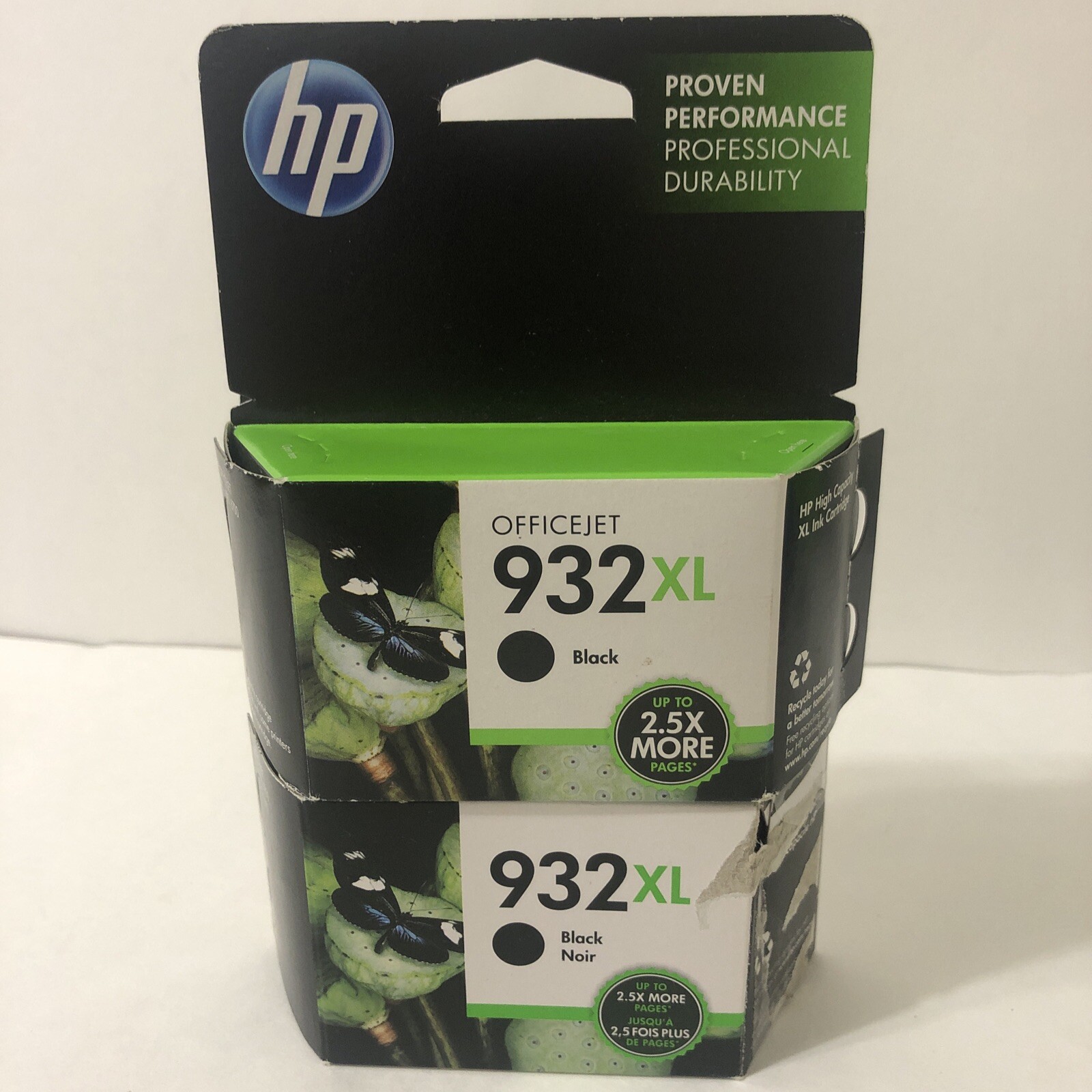 2- Genuine HP 932XL Black Ink Cartridge - Factory Sealed, Exp 11/2015 & 11/2018