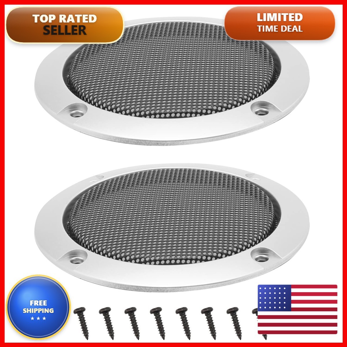 2Pcs 3.5inch /95mm Speaker Grill Mesh Decorative Circle Woofer Guard Protector