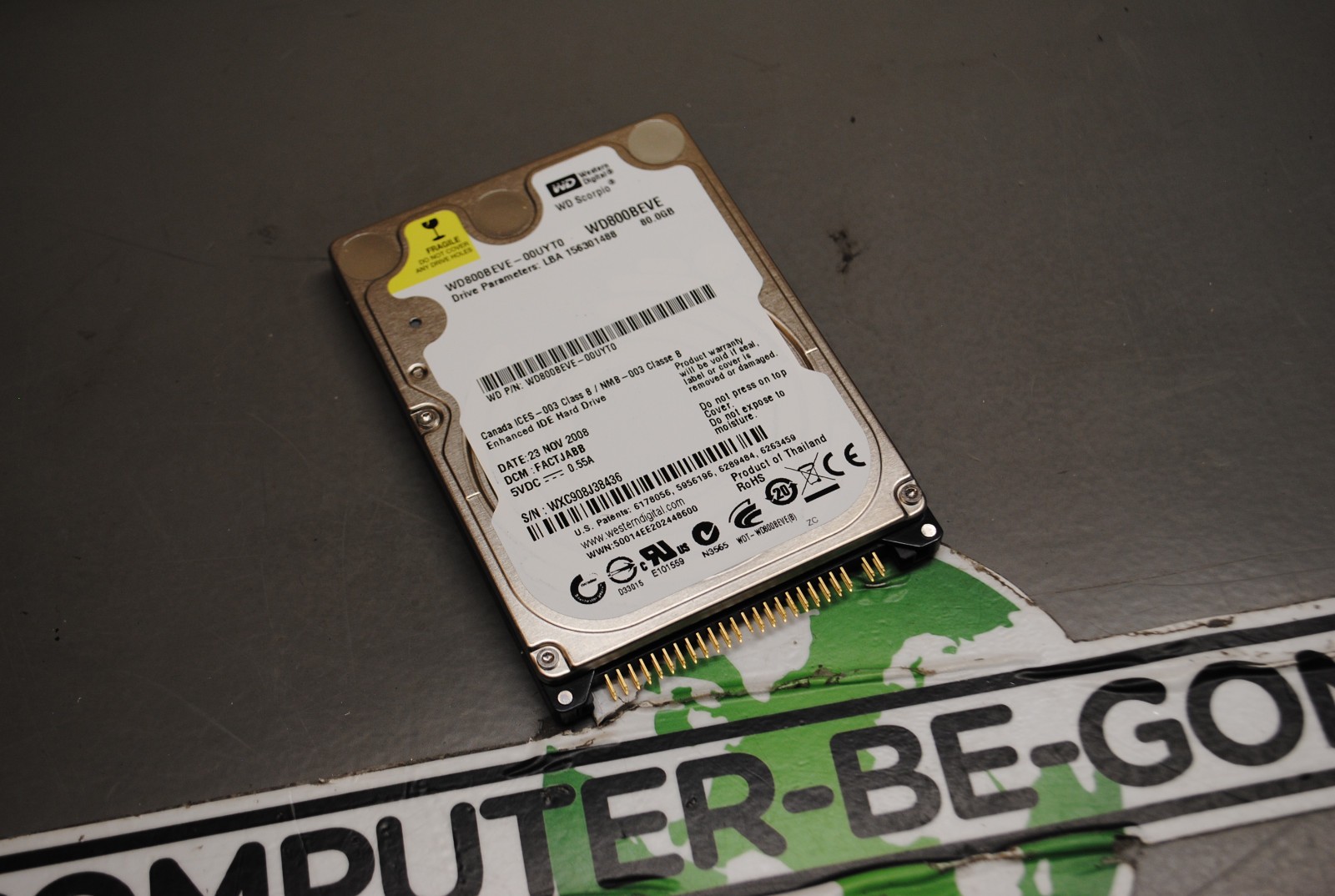 Western Digital WD800BEVE-00UYT0 IDE Laptop Computer Hard Drive 80 GB 