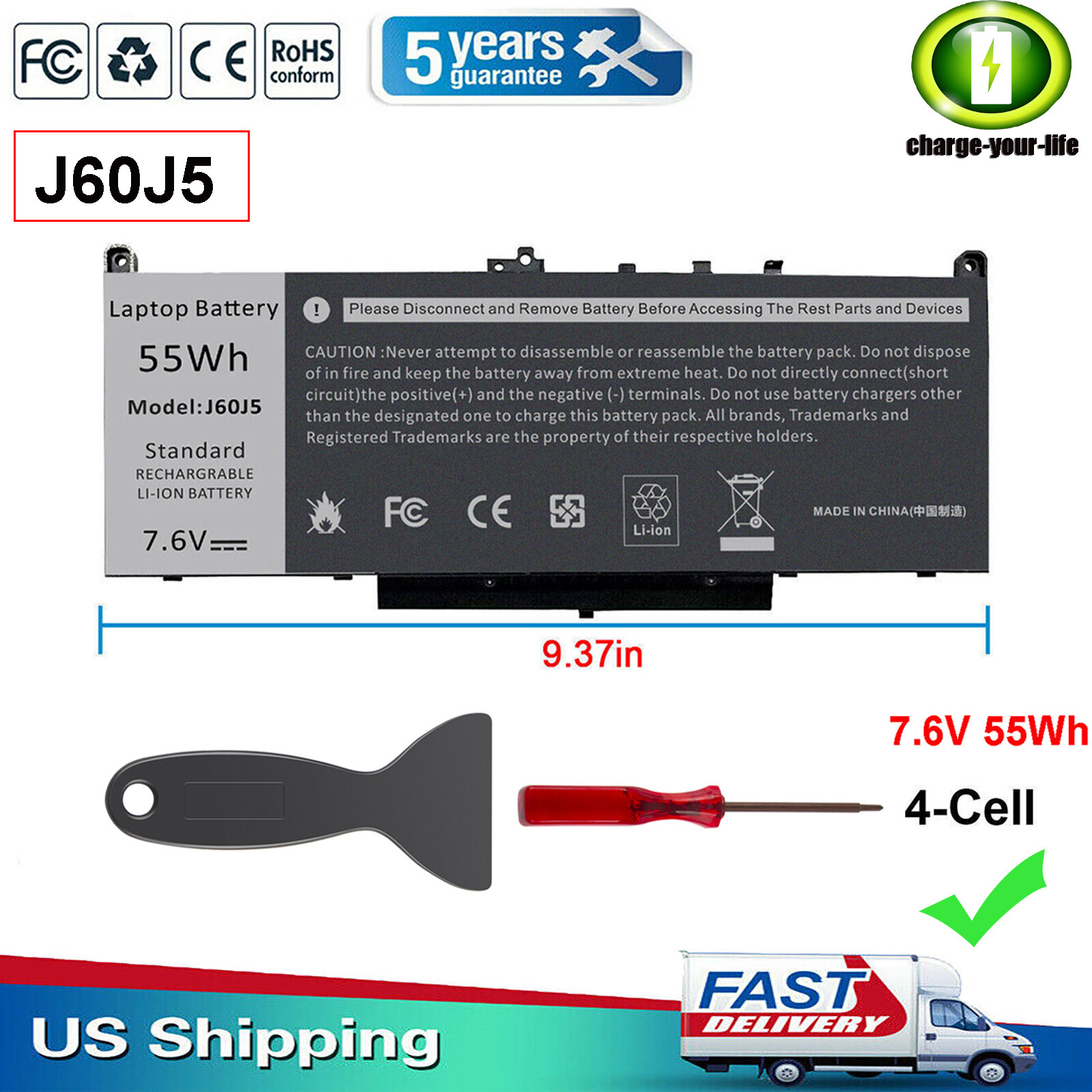 ✅J60J5 Battery For Dell Latitude E7270 E7470 Series Laptop R1V85 451-BBSX 451 US