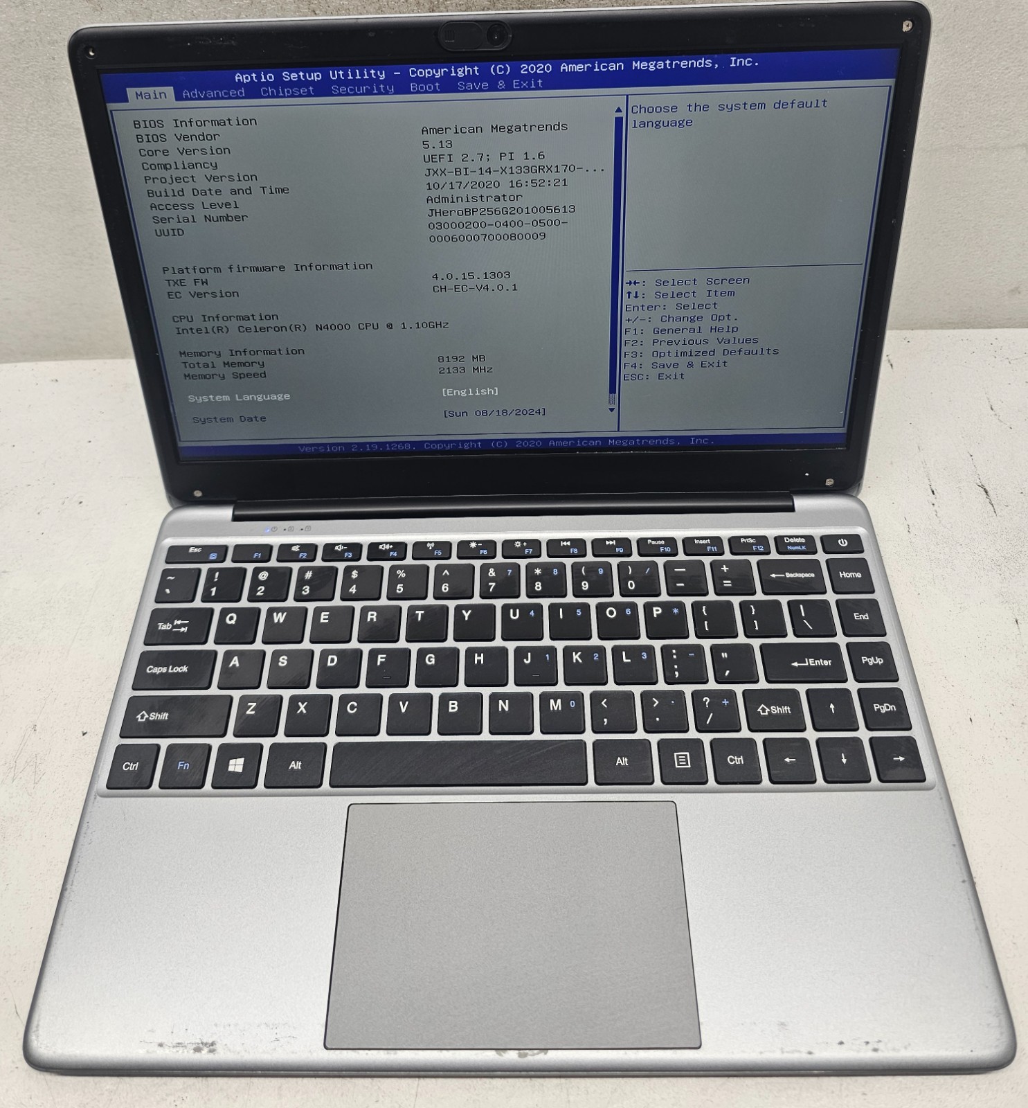 CHUWI HeroBook Pro Laptop Intel Celeron N4000 8GB Ram NO HD/OS (FL)
