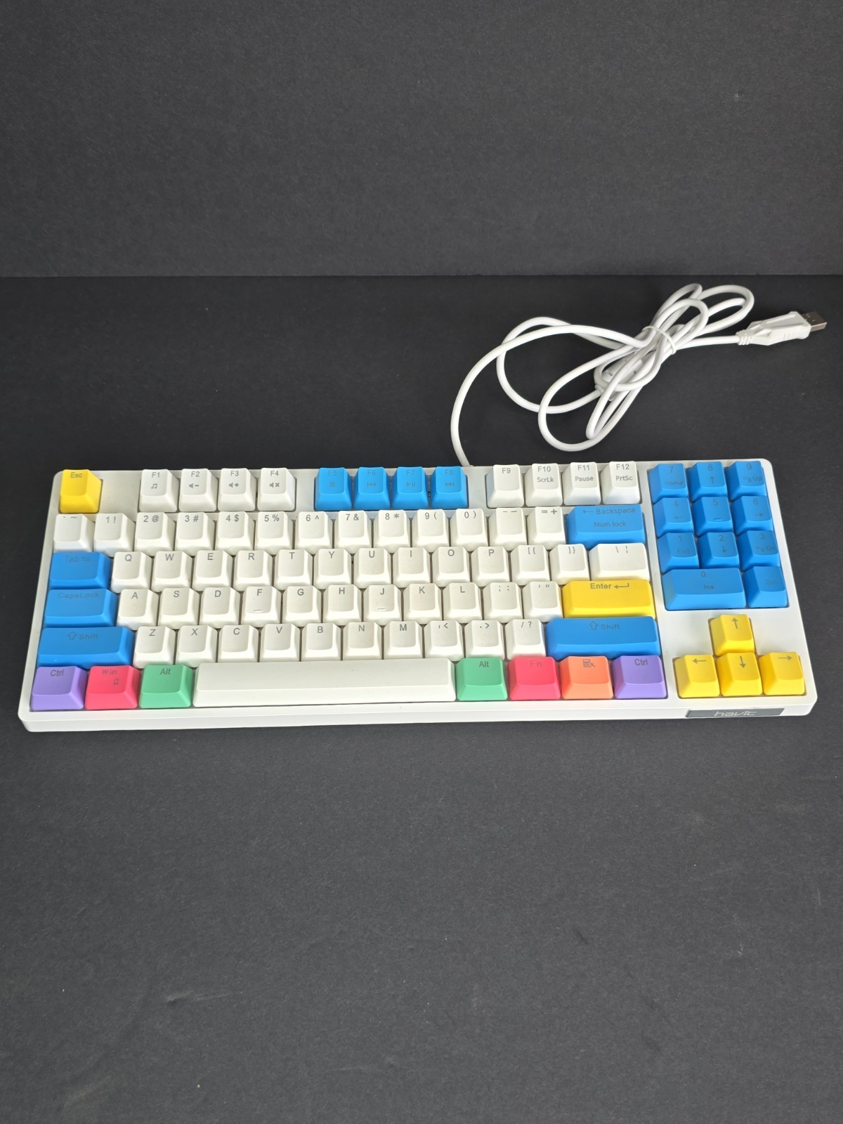Havit KB487L Mechanical Gaming Keyboard Wired USB 96% RGB White Tested Working