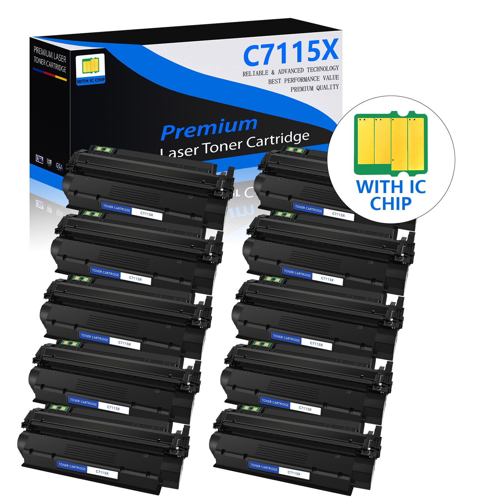 10PK Toner Cartridge Black For HP C7115X 15X LaserJet 1220 1220se 3300 3310 3320