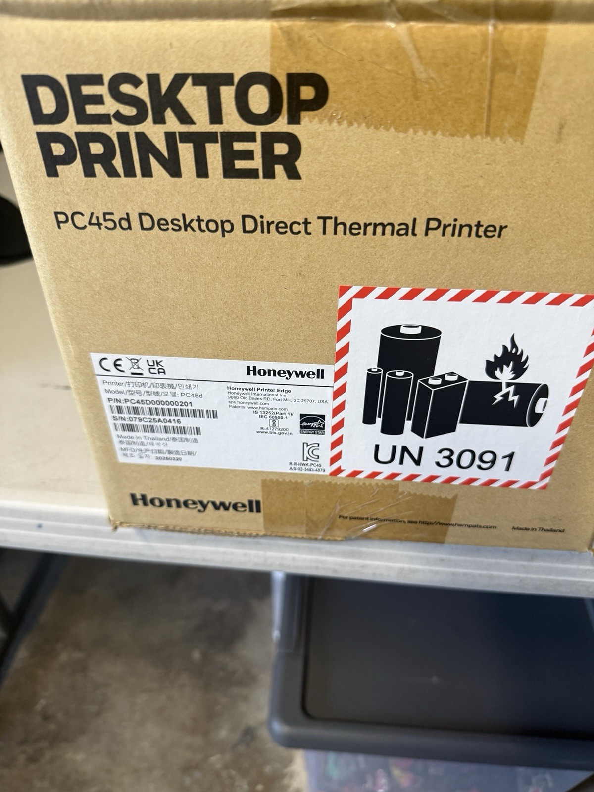 Honeywell PC45d Desktop Label Printer 203dpi NEW Open Box