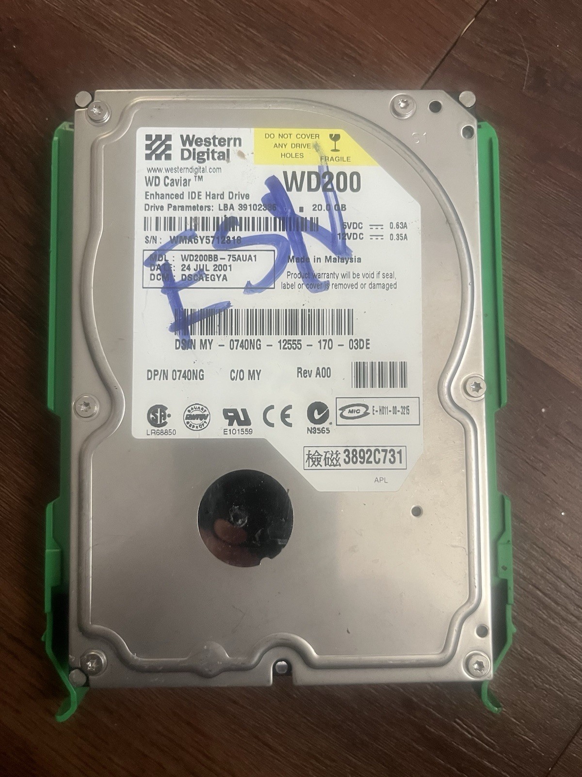 Western Digital WD 200 Internal Hard Drive Untested