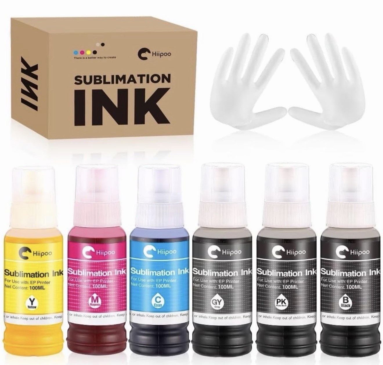 Hiipoo 600ML Sublimation Ink for ET-8500 ET-8550 Wide-Format Supertank Printe...