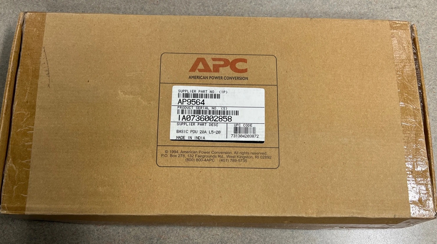 APC AP9564 Basic PDU 20Amp L5-20 Opened Box