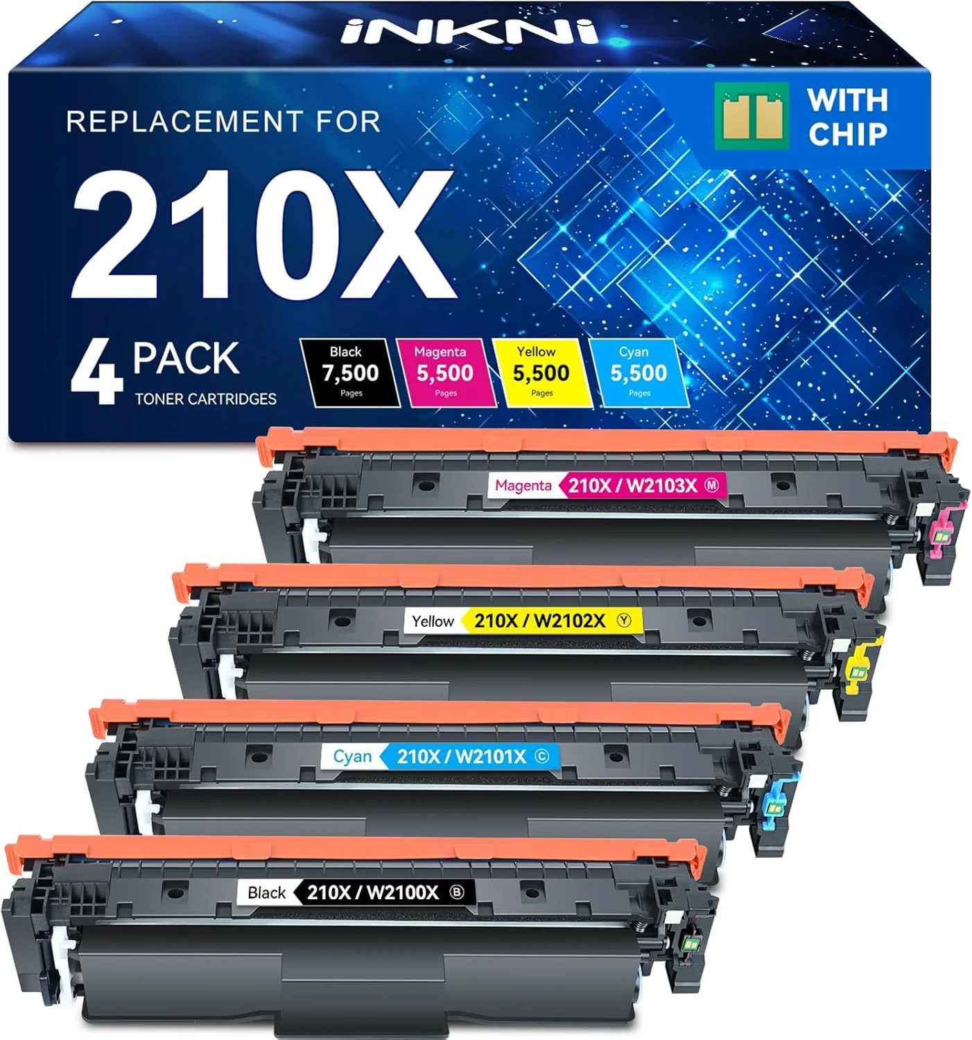 InkNI 210A 210X Toner Cartridges 4-Pack for HP Color LaserJet Pro 4301 4201