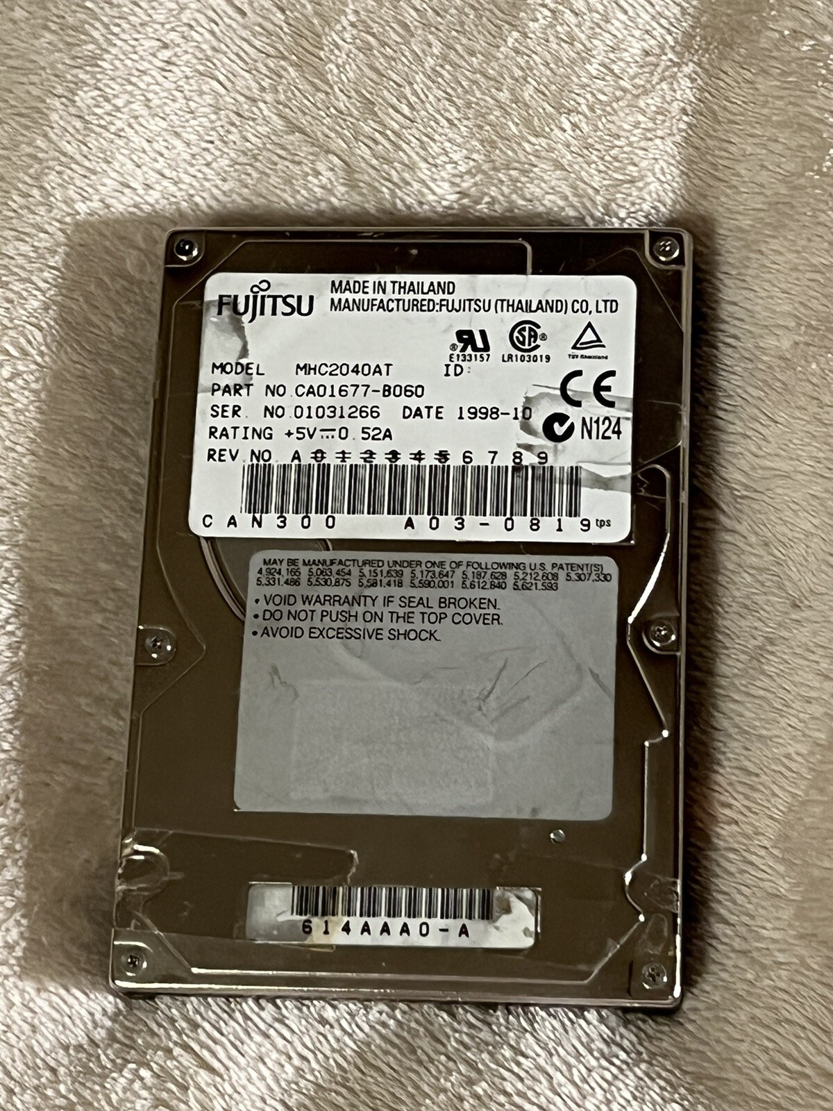 FUJITSU MHC2040AT 4GB Used, in working condition