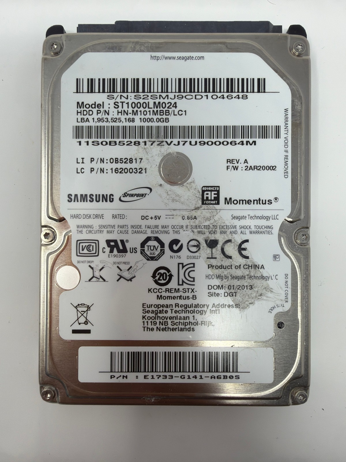 Samsung ST1000LM024 1TB SATA Grade B