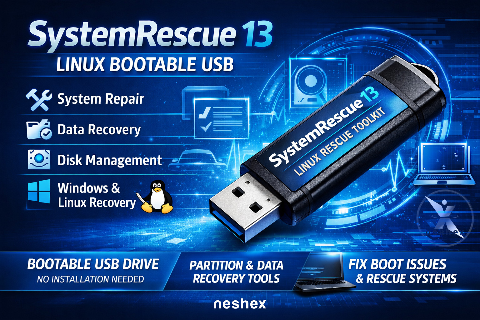 SystemRescue 13 Bootable USB Flash Drive