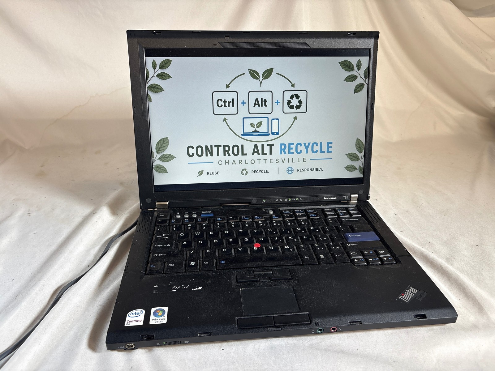 Lenovo ThinkPad T61 14.1" Core 2 Duo T7300 3GB RAM 160GB HDD CMOS Battery Dead