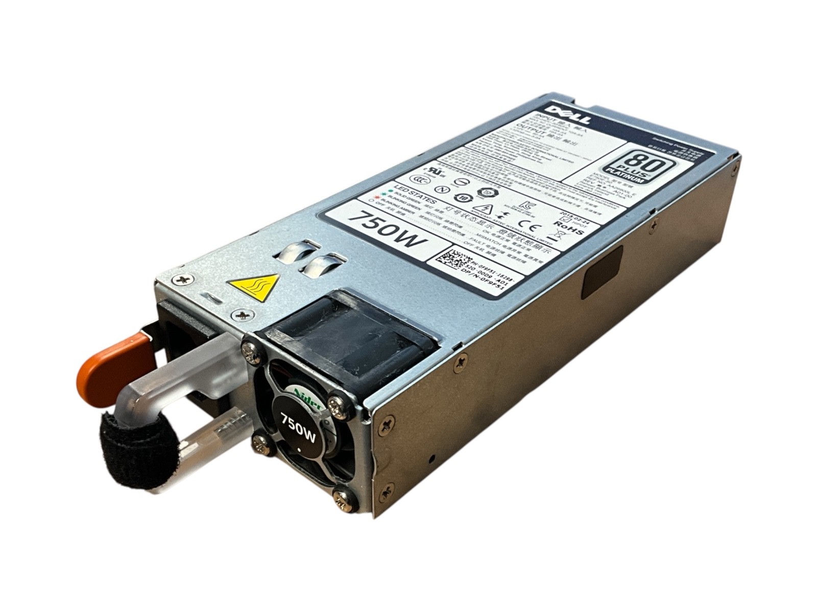 Dell 750W 80+ Platinum Power Supply 0F9F51 E750E-S0 R620 R720 PSU