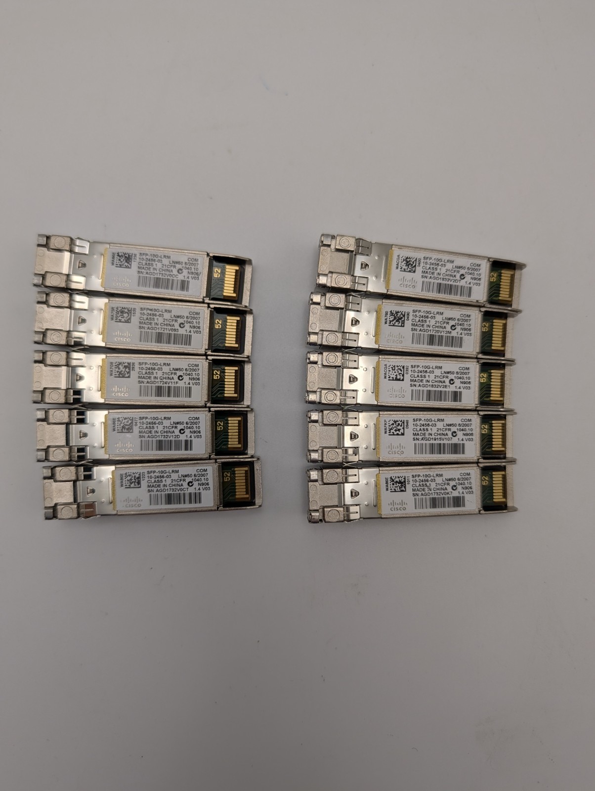 Lot of 10 Used & Tested Cisco SFP-10G-LRM 10G Base SFP Transceivers 10-2456-03