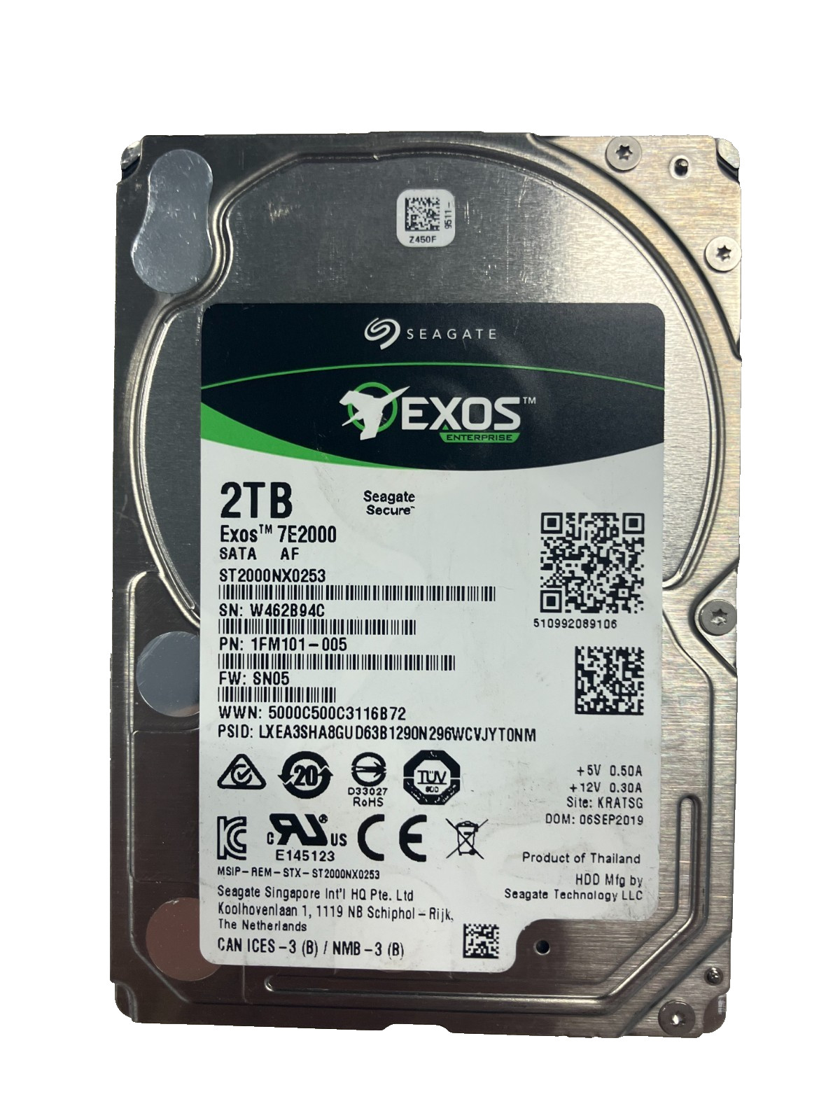 Seagate Exos ST2000NX0253 HDD 2TB SATA 7.2K 2.5" 512b/s