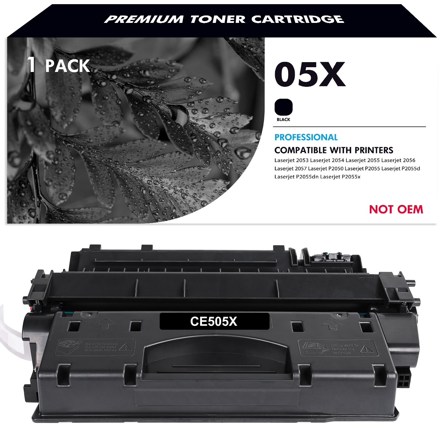 1x CE505X 05X Black Toner Cartridge for HP LaserJet P2055dn P2050 P2055 Printer