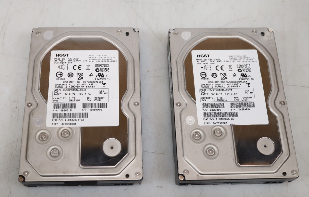 Lot 2x HGST 3TB HUS723030ALS640 3.5" 7200RPM SAS Hard Drive