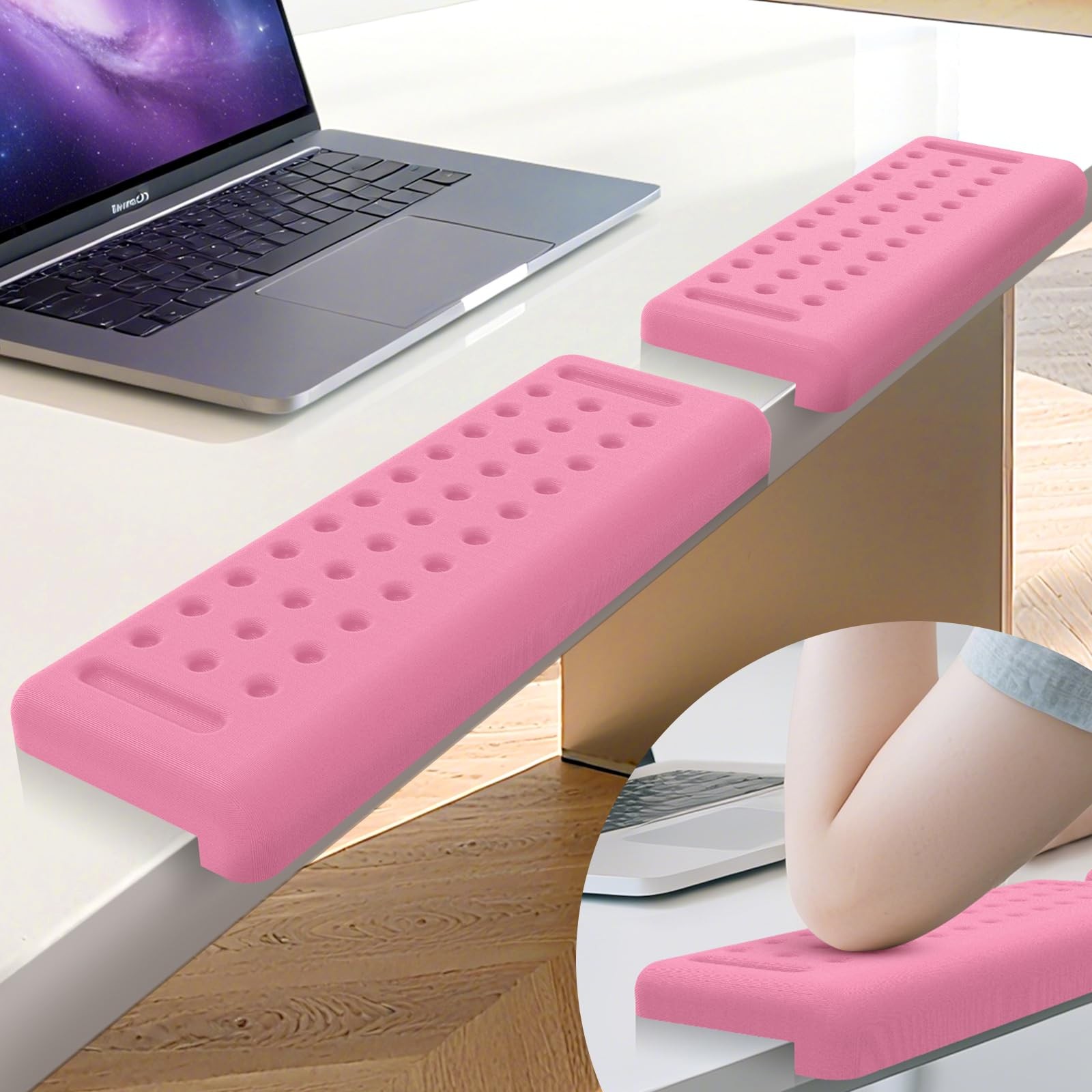 LShaped Desk Edge Cushion 2 PCS Elbow Rest Pink Memory Foam Ergonomic Support