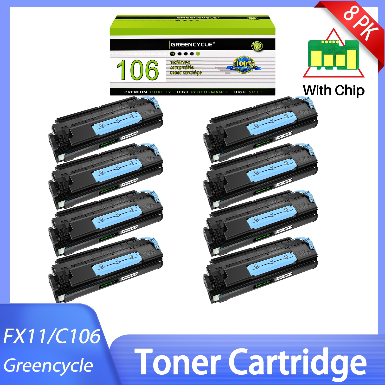 8PK Black C106 Toner Cartridge for Canon Image Class MF6540 MF6550 Printer