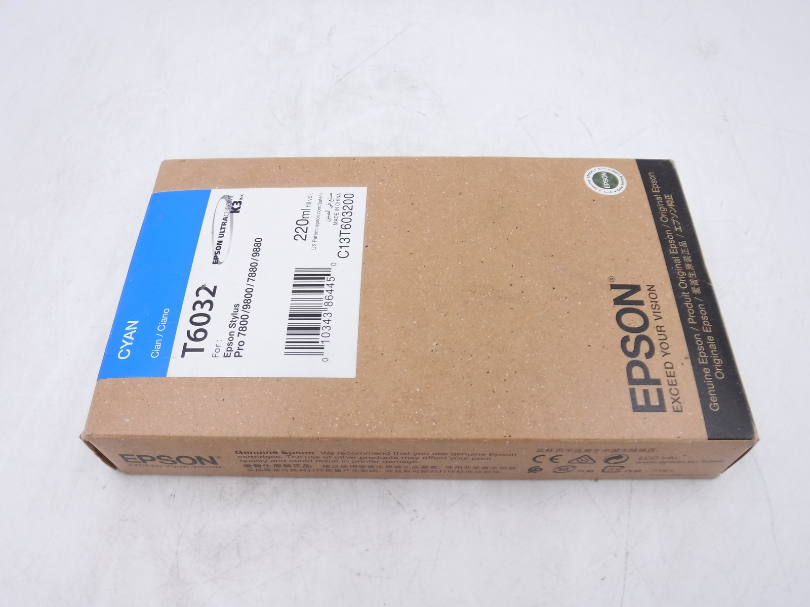 2020 Genuine OEM Epson Cyan Ink T6032 C13T603200 SEALED For Stylus Pro 7800