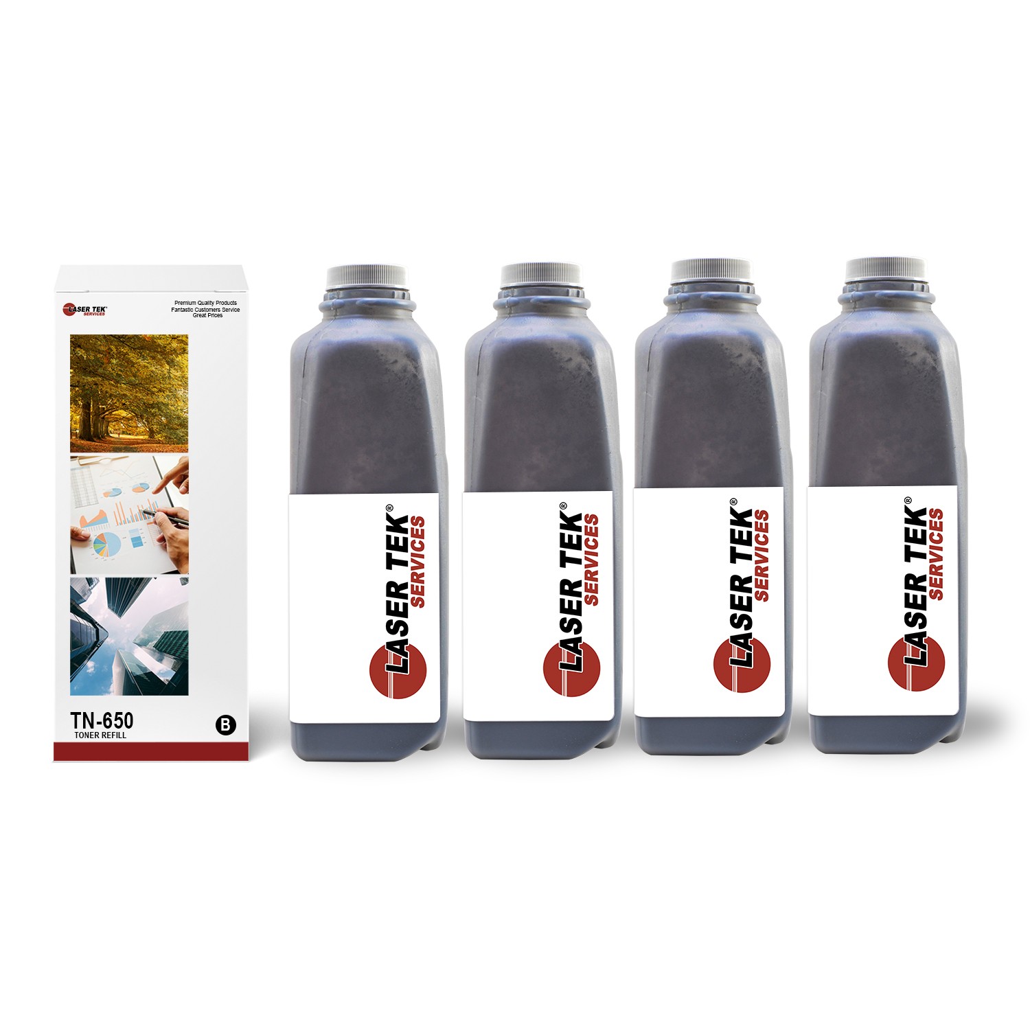 4Pk LTS TN650 Black Toner Refill Kit Compatible for Brother HL-5240 5250DN