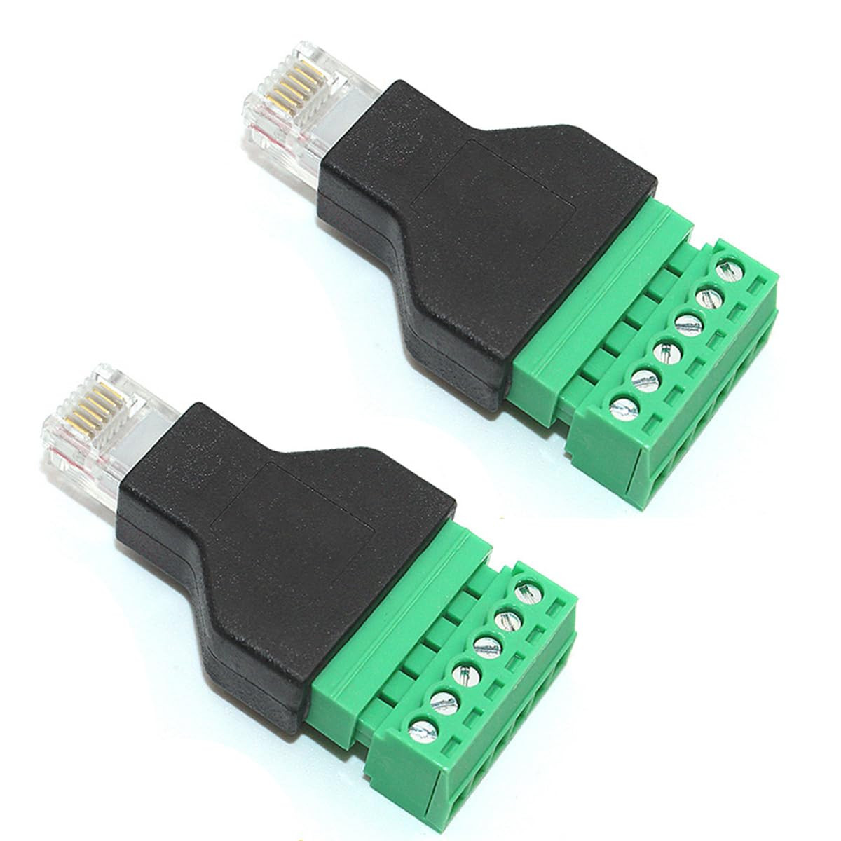 2Pcs RJ11 Male to 6 Pins Screw Terminal Adapter for Cat3 Telephone