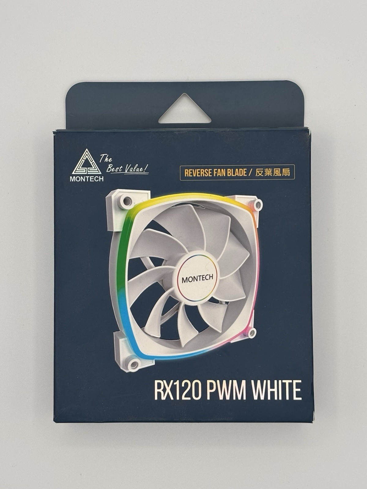 Montech RX120 PWM WHITE RX120 ARGB Reversed Fan 1600PWM 120mm White