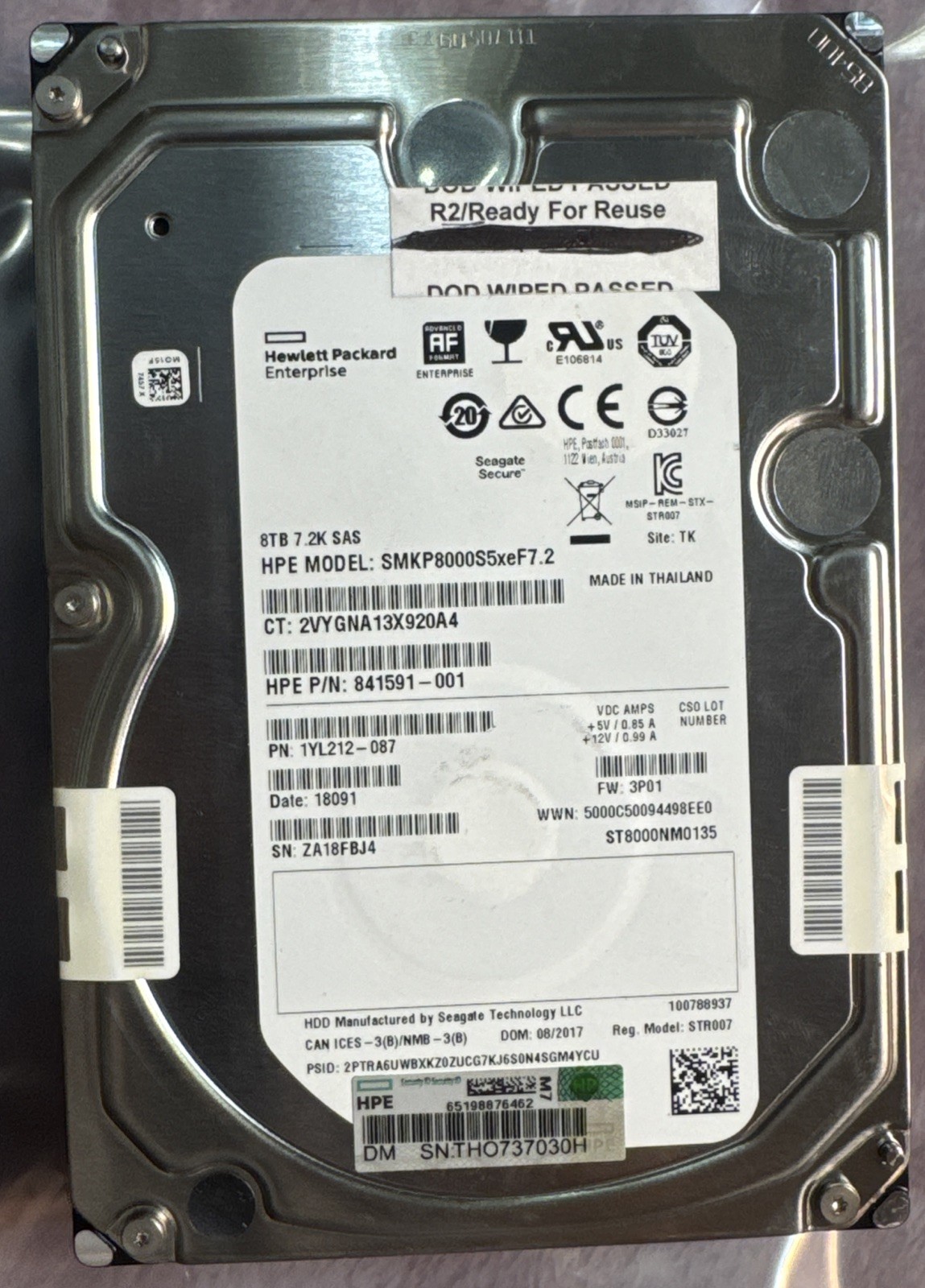 HPE 8TB HDD SAS Enterprise smkp8000s5xef7.2