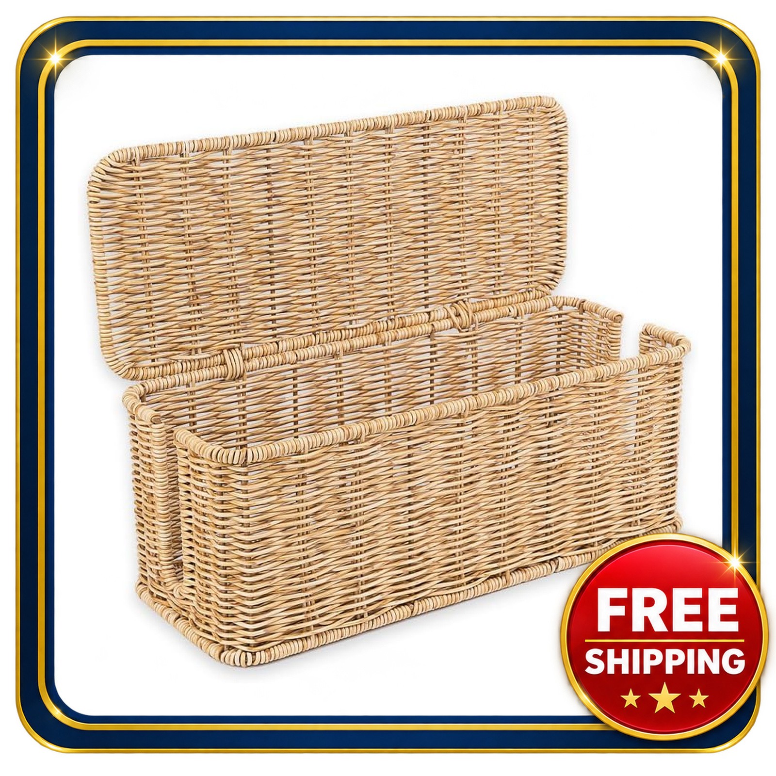Cable Management Box Handmade Rattan 13x5.1x5.1 Inch Cord Organizer
