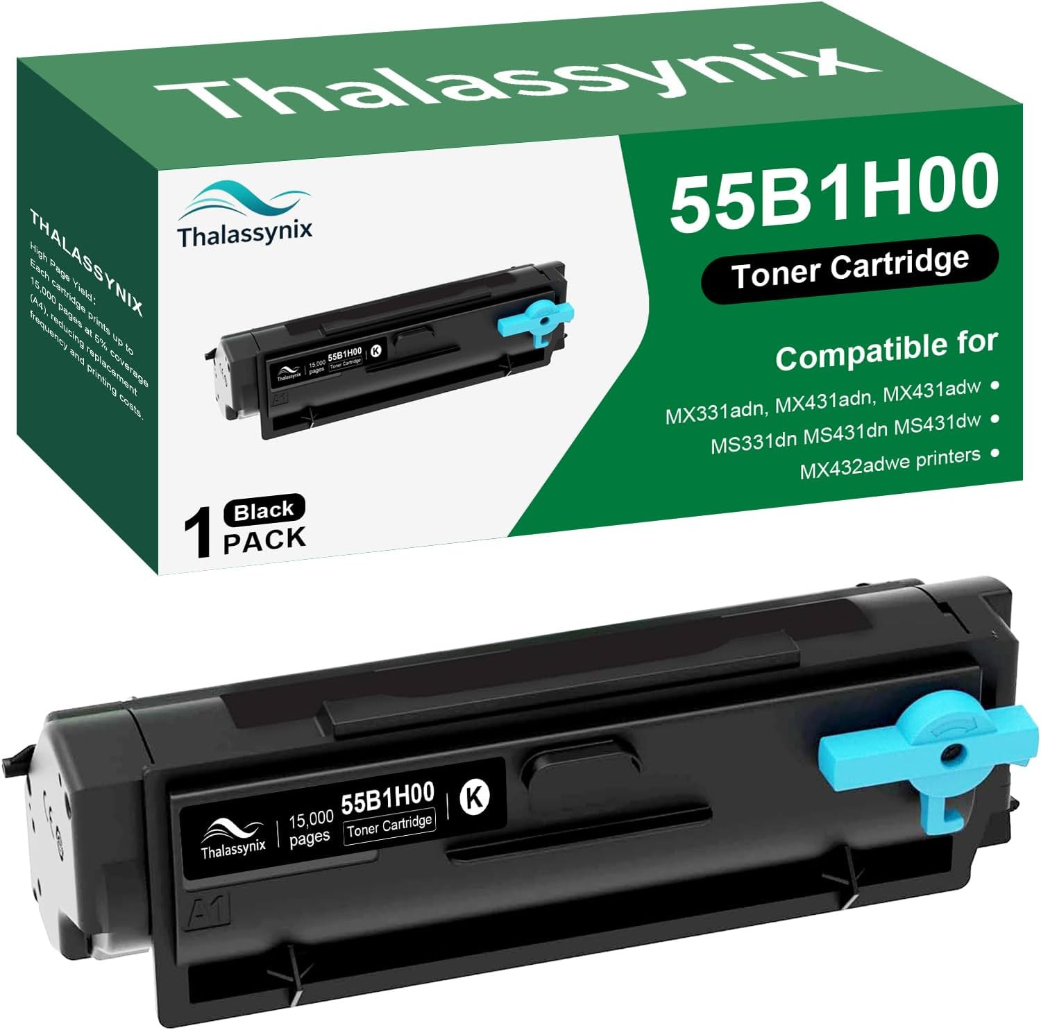 55B1H00 Toner Cartridge 55B1000 Black Toner High Yield 15,000 Pages 1 Pack