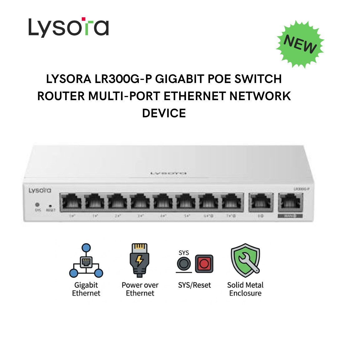 Lysora LR300G-P 10-Port Gigabit Cloud Managed PoE Router 1.5Gbps 110W Budget
