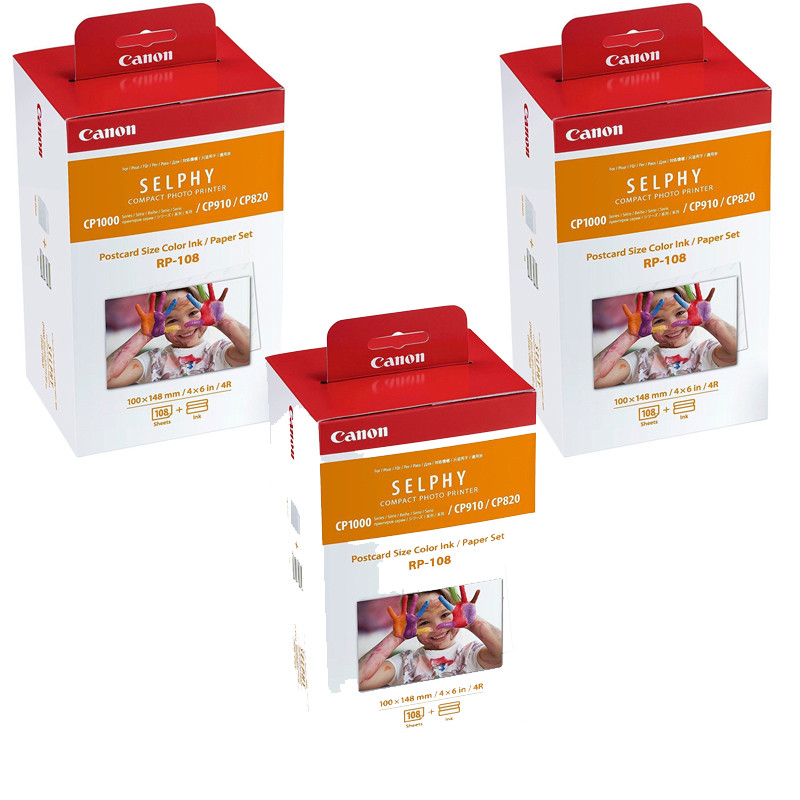 3 Pks Canon RP-108 4x6 Paper/Ink Set for SELPHY CP820 CP910 CP1200 CP1300 CP1500